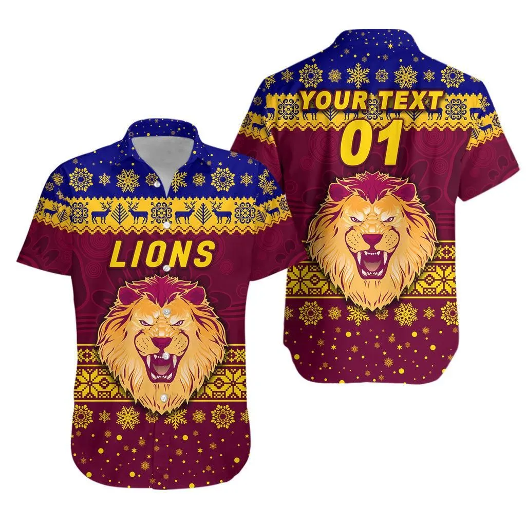 (Custom Personalised) Brisbane Lions Hawaiian Shirt Christmas Simple Style Lt8_1