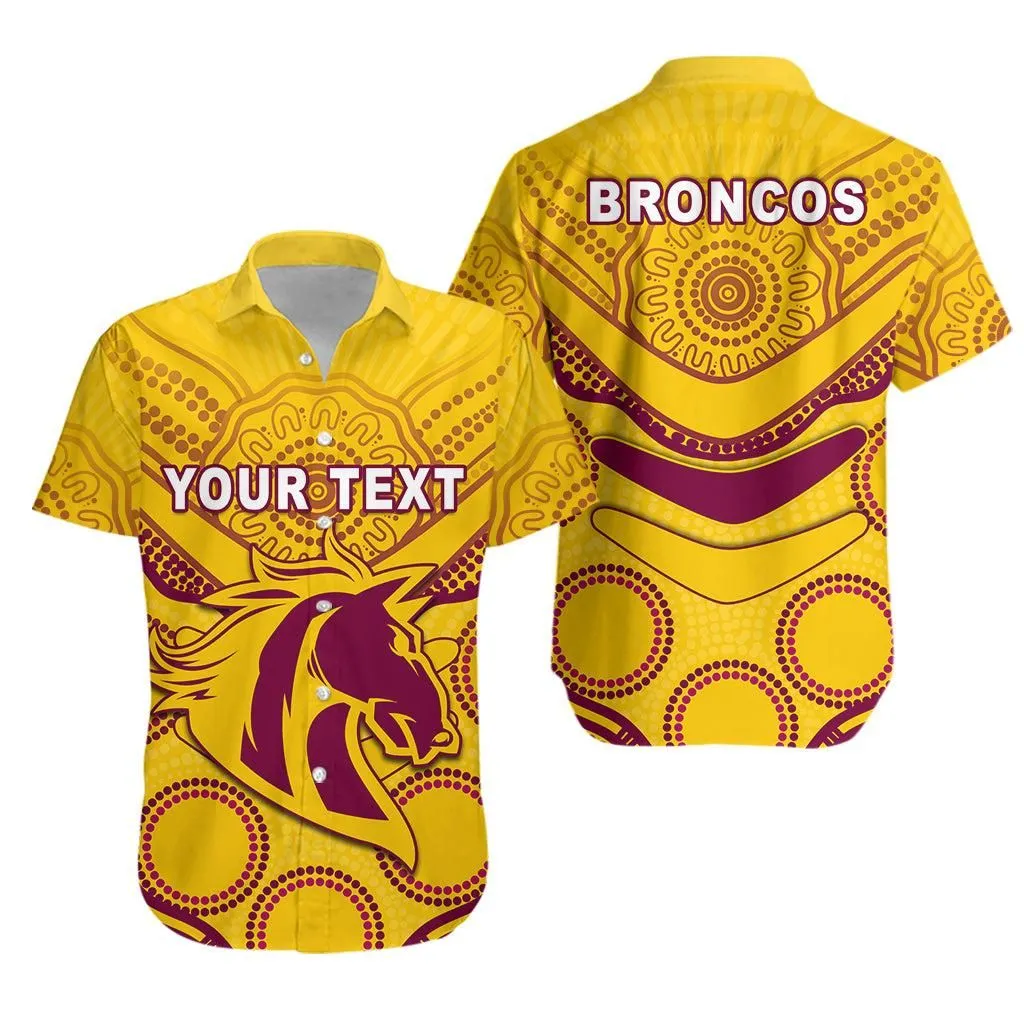 (Custom Personalised) Broncos Indigenous Hawaiian Shirt (Gold) Lt13_1
