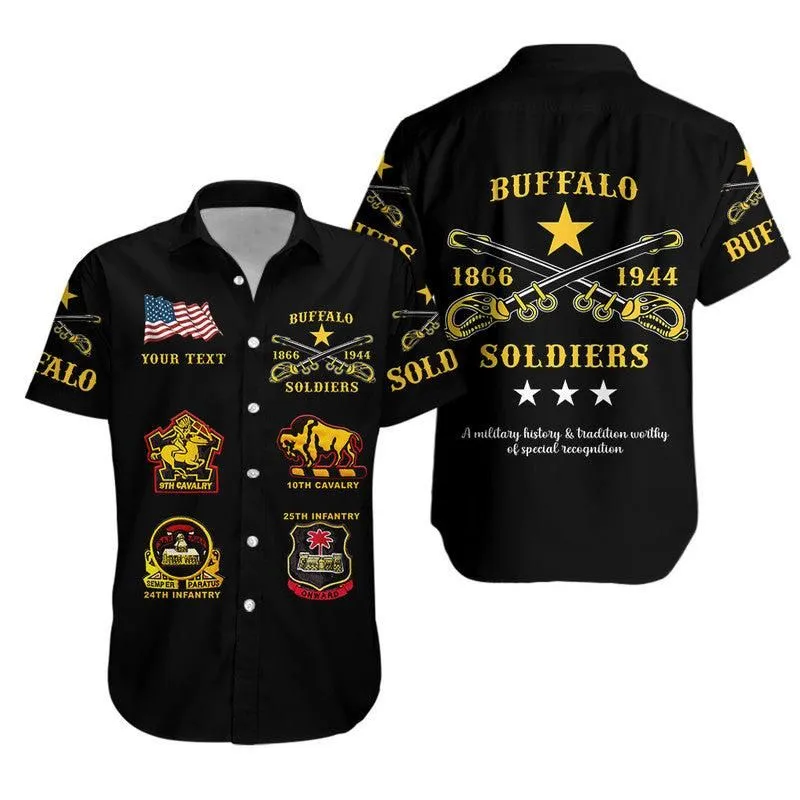 (Custom Personalised) Buffalo Soldiers Hawaiian Shirt African American Military Original Style   Black Lt8_1