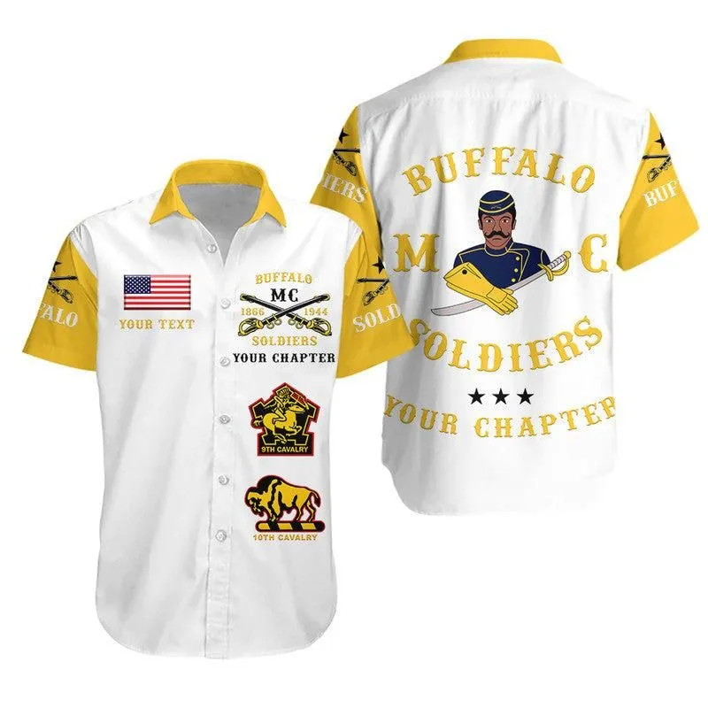 (Custom Personalised) Buffalo Soldiers Motorcycle Club Bsmc Hawaiian Shirt Original Style   White Gold Lt8_0