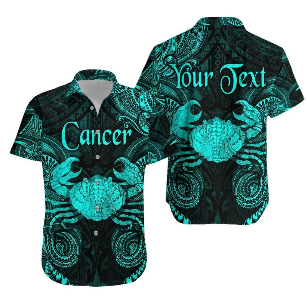 (Custom Personalised) Cancer Zodiac Polynesian Hawaiian Shirt Unique Style   Turquoise Lt8_1