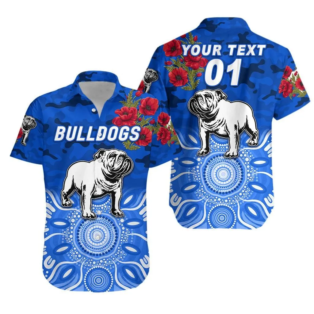 (Custom Personalised) Canterbury   Bankstown Bulldogs Anzac  Hawaiian Shirt Indigenous Vibes   Blue Lt8_1