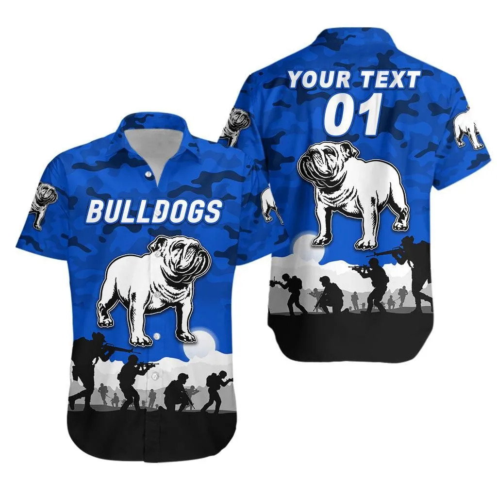 (Custom Personalised) Canterbury   Bankstown Bulldogs Anzac  Hawaiian Shirt Simple Style   Blue Lt8_1