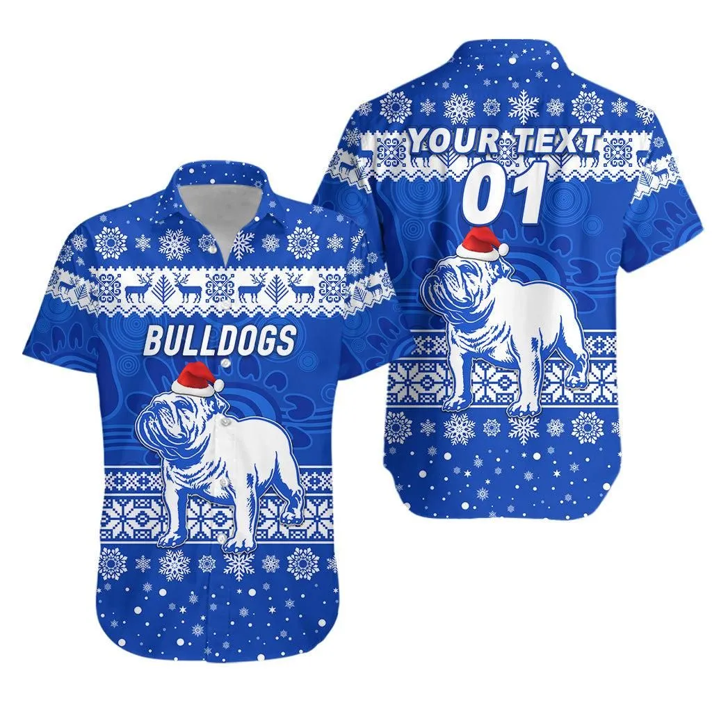(Custom Personalised) Canterbury   Bankstown Bulldogs Hawaiian Shirt Christmas Simple Style   Blue Lt8_1