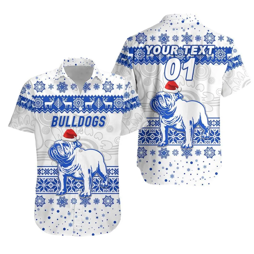 (Custom Personalised) Canterbury   Bankstown Bulldogs Hawaiian Shirt Christmas Simple Style   White Lt8_1
