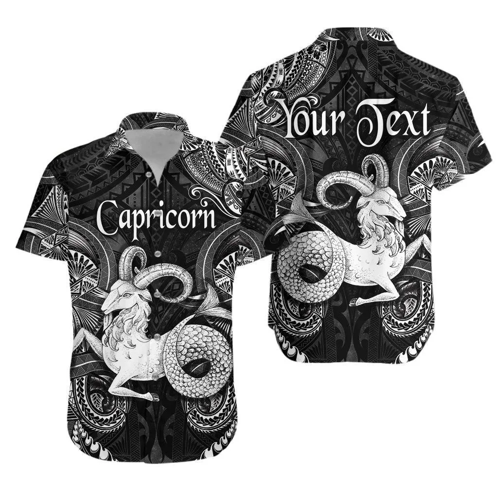 (Custom Personalised) Capricorn Zodiac Polynesian Hawaiian Shirt Unique Style   Black Lt8_1