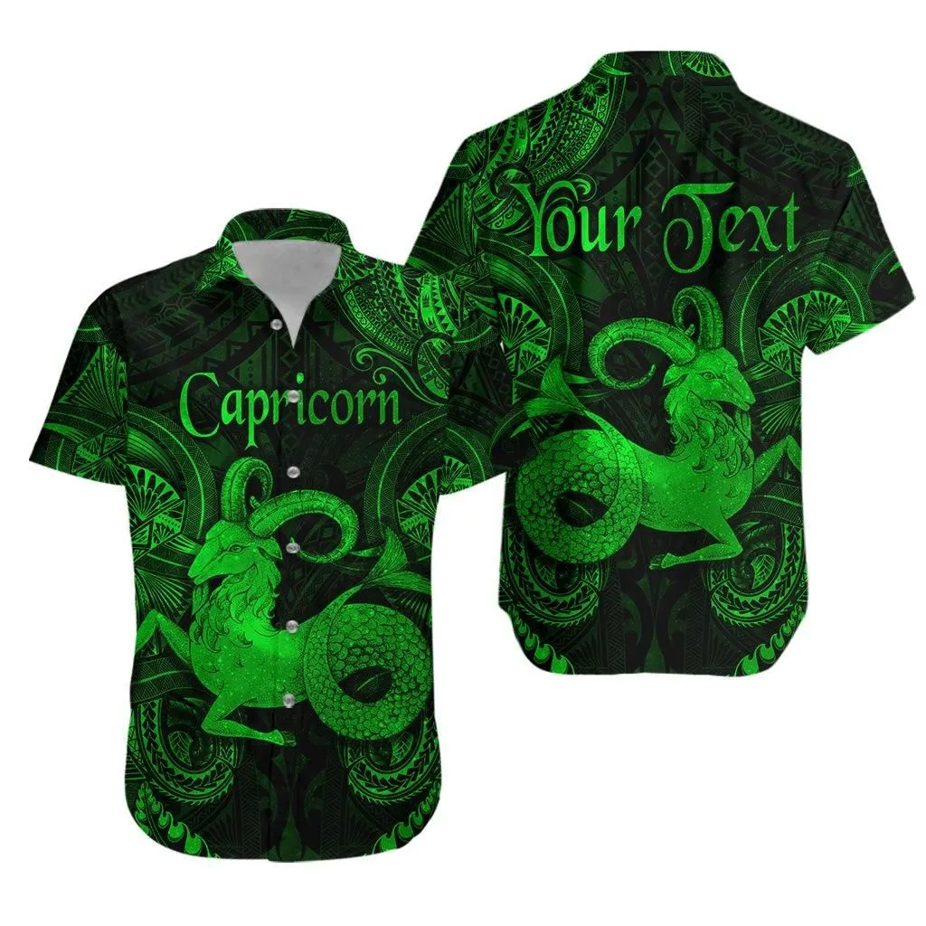 (Custom Personalised) Capricorn Zodiac Polynesian Hawaiian Shirt Unique Style   Green Lt8_1