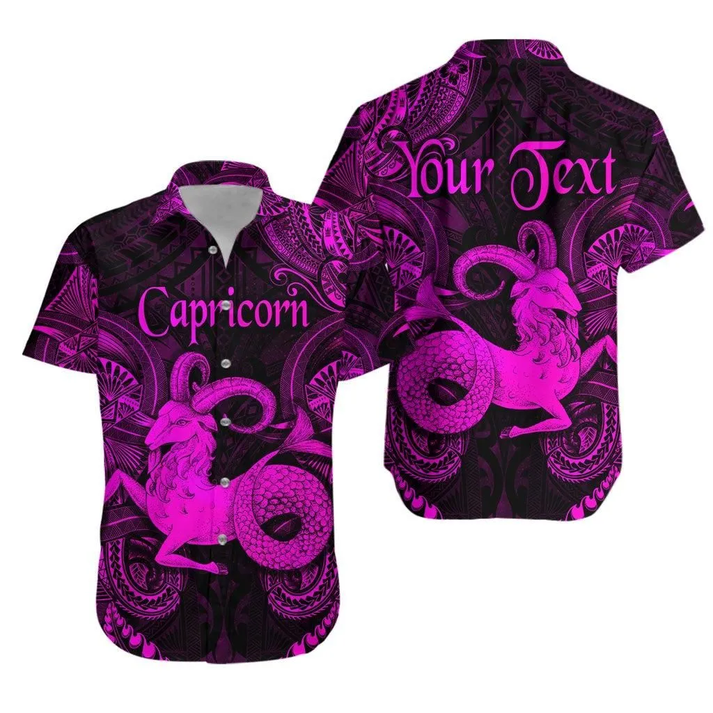 (Custom Personalised) Capricorn Zodiac Polynesian Hawaiian Shirt Unique Style   Pink Lt8_1
