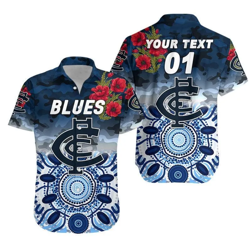 (Custom Personalised) Carlton Blues Anzac Hawaiian Shirt Indigenous Vibes Lt8_1