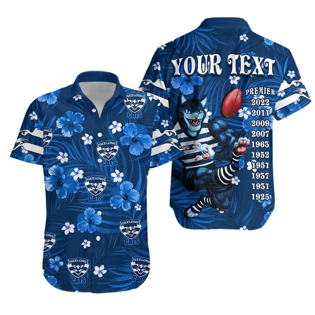 (Custom Personalised) Cats Football Hawaiian Shirt Geelong Premiers Tropical Flowers Impressive Lt13_0