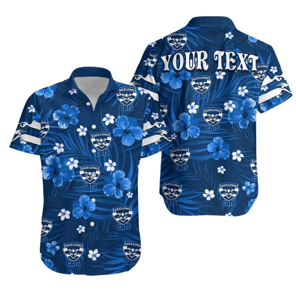 (Custom Personalised) Cats Football Hawaiian Shirt Geelong Premiers Tropical Flowers Simple Lt13_0