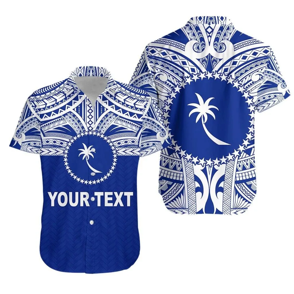 (Custom Personalised) Chuuk Flag Hawaiian Shirt Micronesia Style Blue Lt13_0