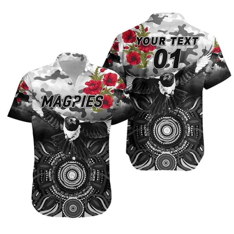 (Custom Personalised) Collingwood Magpies Anzac Hawaiian Shirt Indigenous Vibes Lt8_1