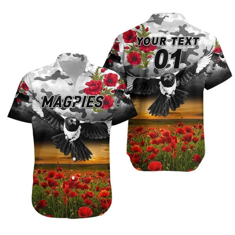 (Custom Personalised) Collingwood Magpies Anzac Hawaiian Shirt Poppy Vibes Lt8_1