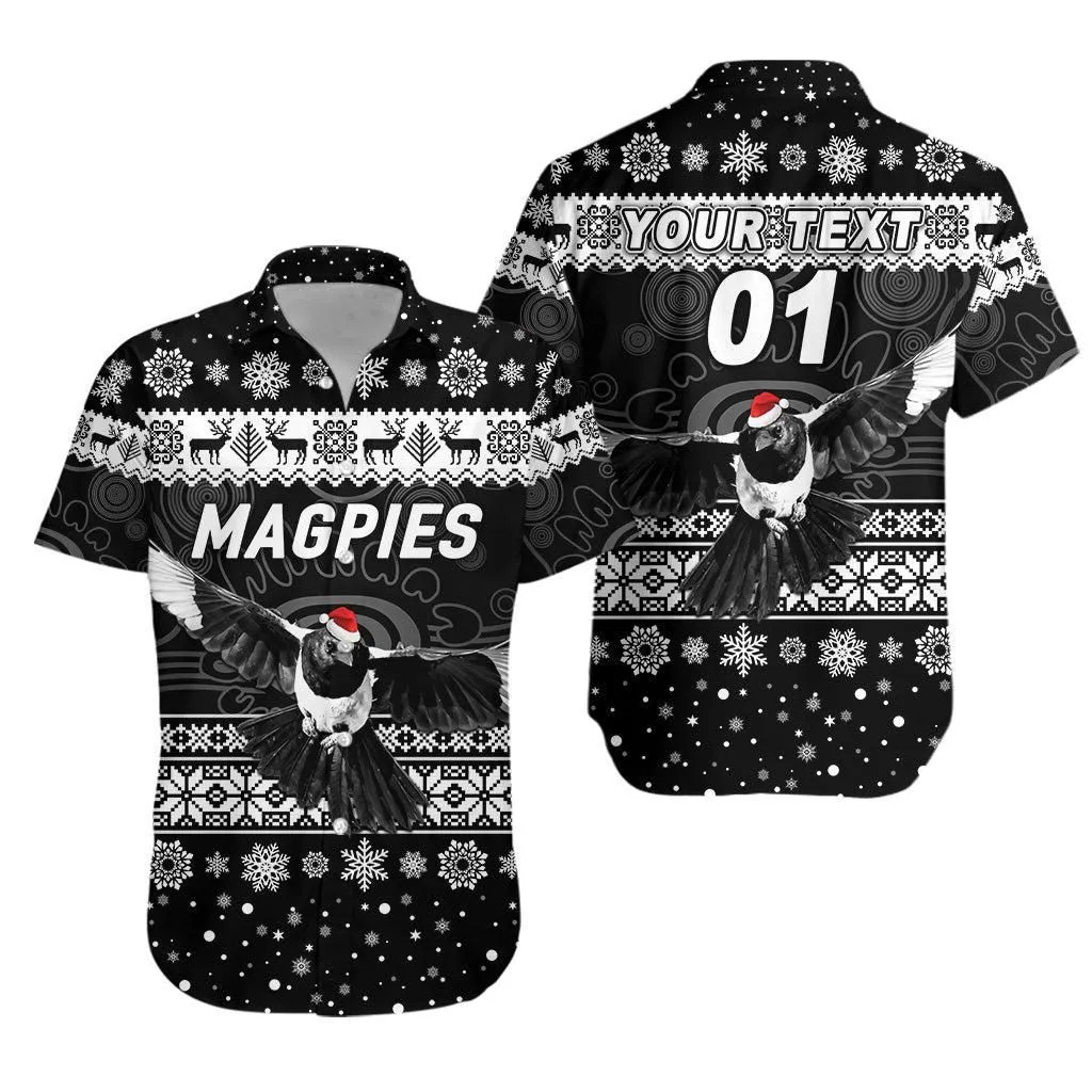 (Custom Personalised) Collingwood Magpies Hawaiian Shirt Christmas Simple Style Lt8_1