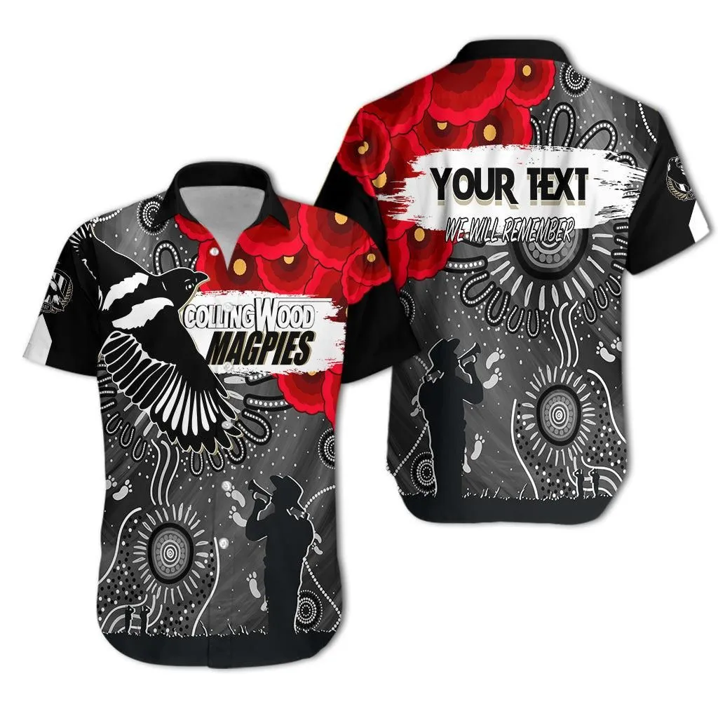 (Custom Personalised) Collingwood Magpies Indigenous Anzac Day Hawaiian Shirt We Will Remember Lt7_0