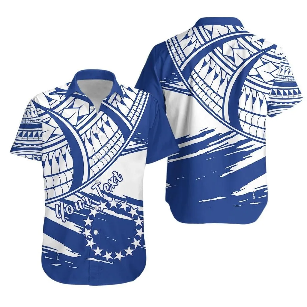 ( Custom Personalised) Cook Islands Hawaiian Shirt Flag Style Blue With Claw Pattern Lt13_0 Dad