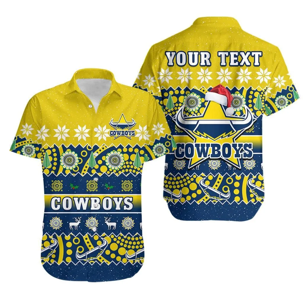 (Custom Personalised) Cowboys Christmas Hawaiian Shirt Aboriginal Art Merry Xmas Lt14_0