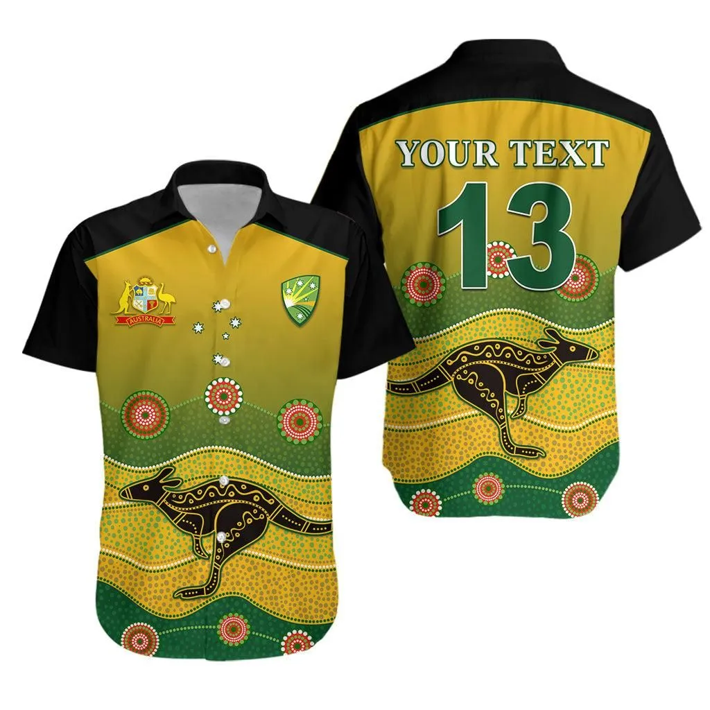 (Custom Personalised) Cricket Australia Hawaiian Shirt Indigenous Kangaroo   Custom Text And Number Lt13_0