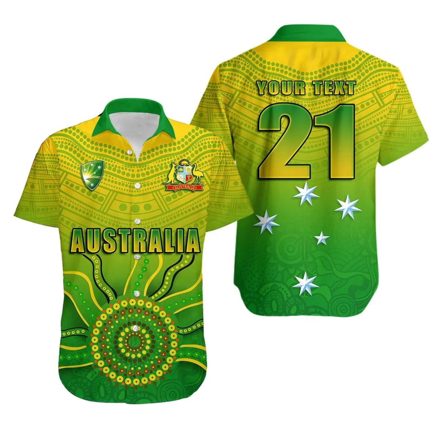 (Custom Personalised) Cricket Australia Indigenous Aboriginal Hawaiian Shirt Boomerang Dot Painting Style Lt9_0