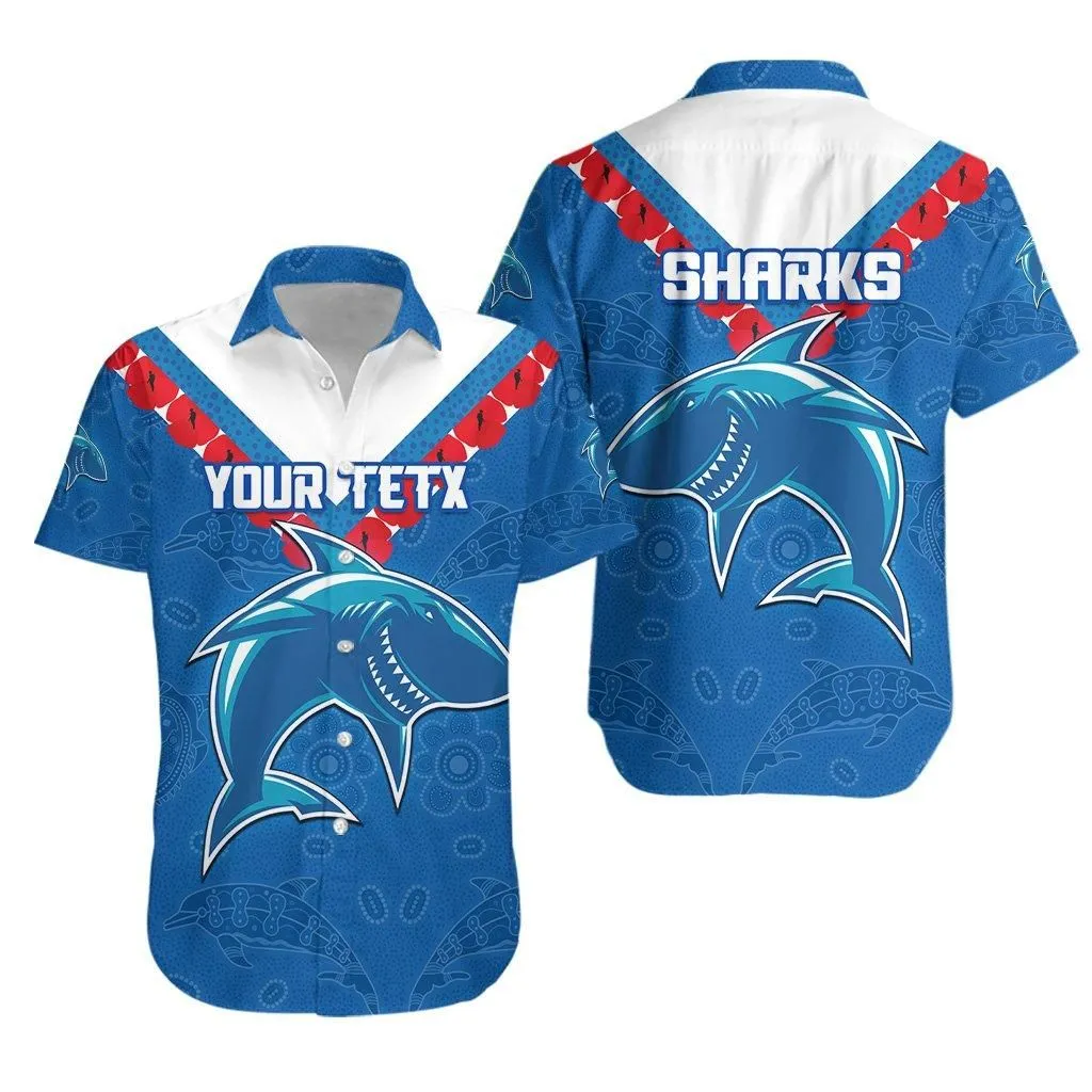 (Custom Personalised) Cronulla Sharks Hawaiian Shirt Anzac Country Style_1