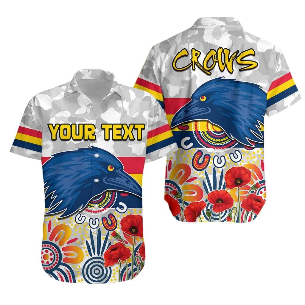 (Custom Personalised) Crows Anzac  Hawaiian Shirt Adelaide Football Aboriginal Poppy Lt13_0