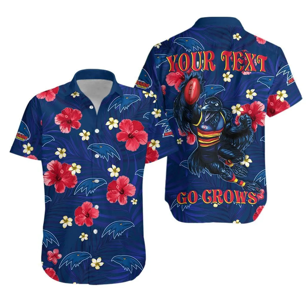 (Custom Personalised) Crows Football Hawaiian Shirt Adelaide Premiers Tropical Flowers Impressive Lt13_0