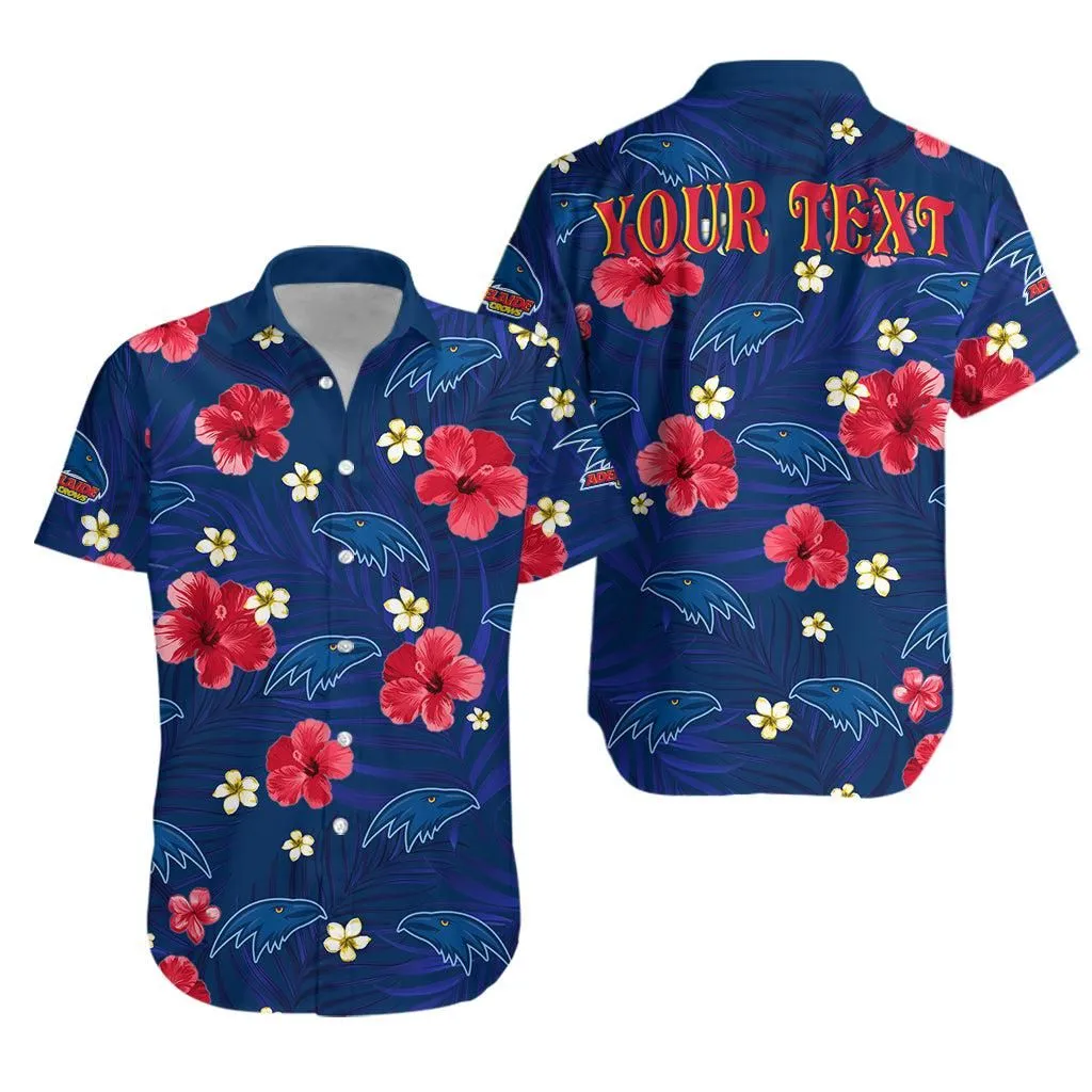 (Custom Personalised) Crows Football Hawaiian Shirt Adelaide Premiers Tropical Flowers Simple Lt13_0