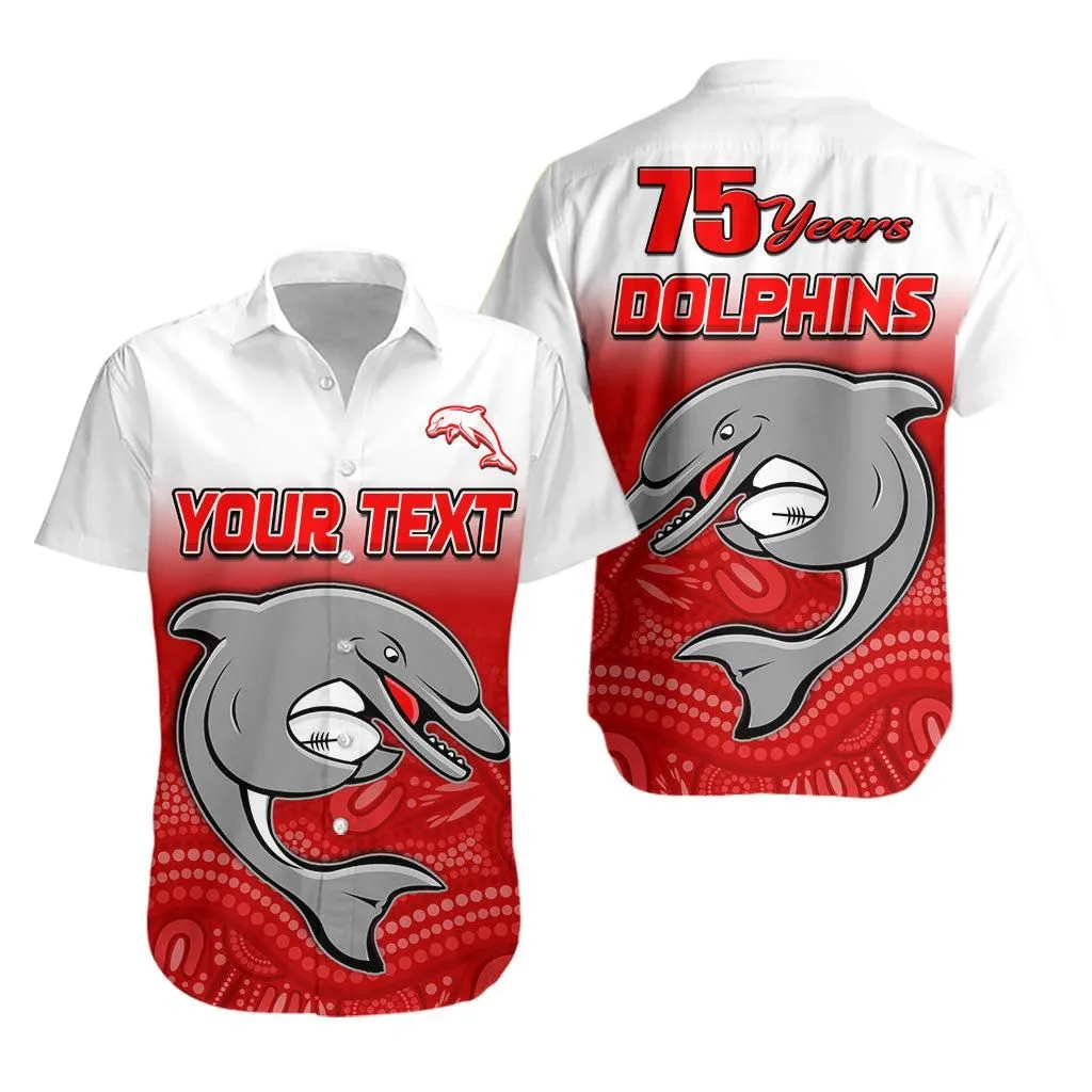 (Custom Personalised) Dolphins Rugby Aboriginal Hawaiian Shirt 75Th Anniversary Start Now Lt13_0