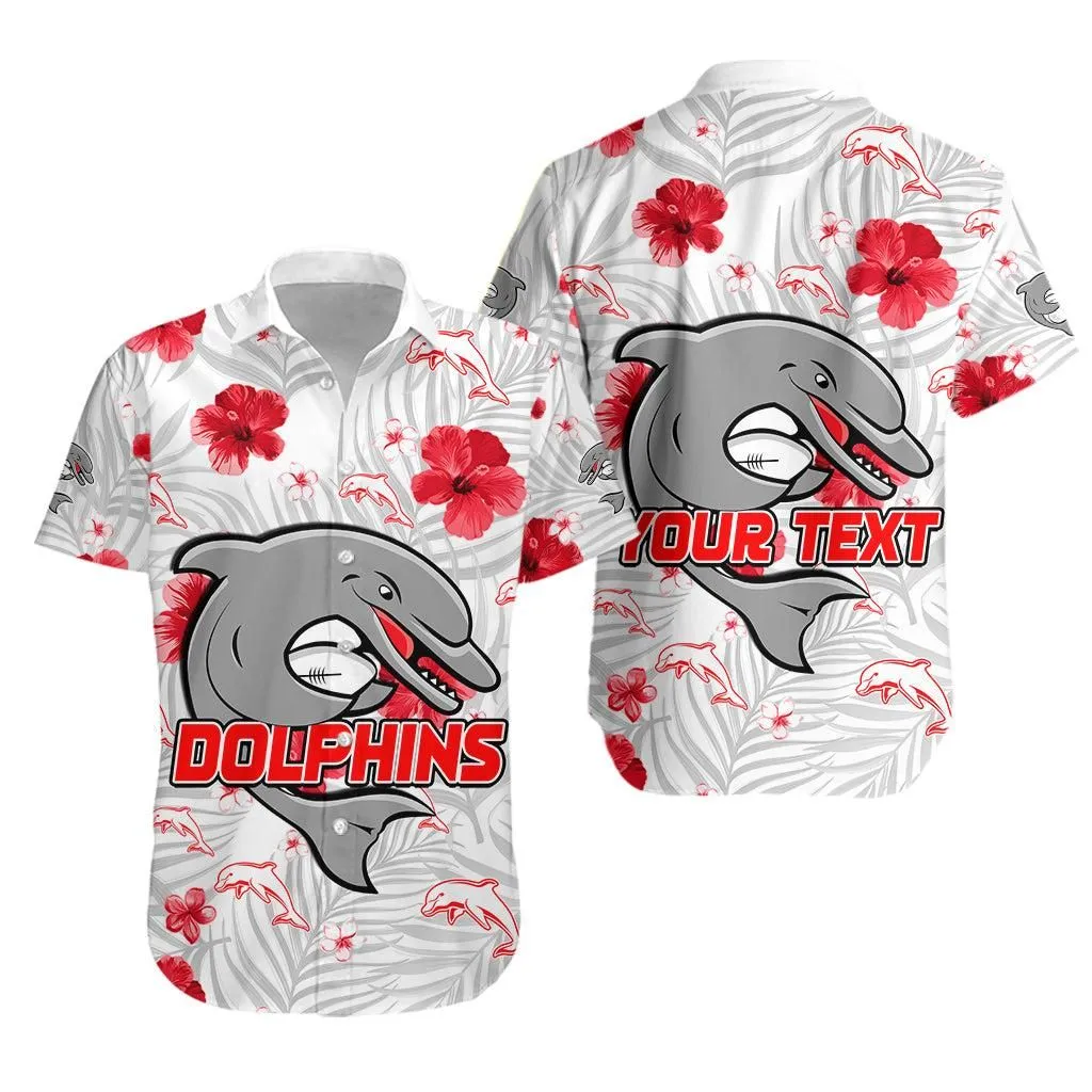(Custom Personalised) Dolphins Rugby Hawaiian Shirt Redcliffe Tropical Flowers Impressive Ver01 Lt13_0