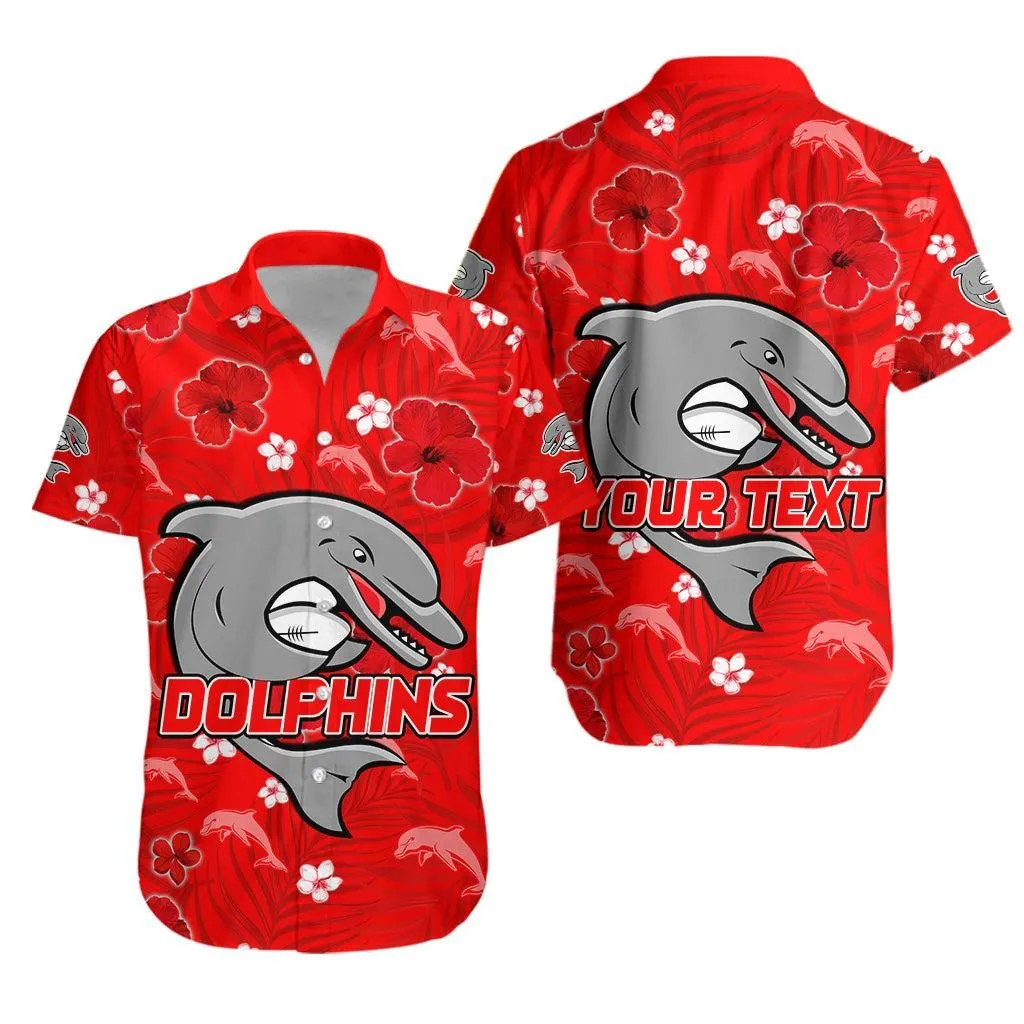 (Custom Personalised) Dolphins Rugby Hawaiian Shirt Redcliffe Tropical Flowers Impressive Ver02 Lt13_0