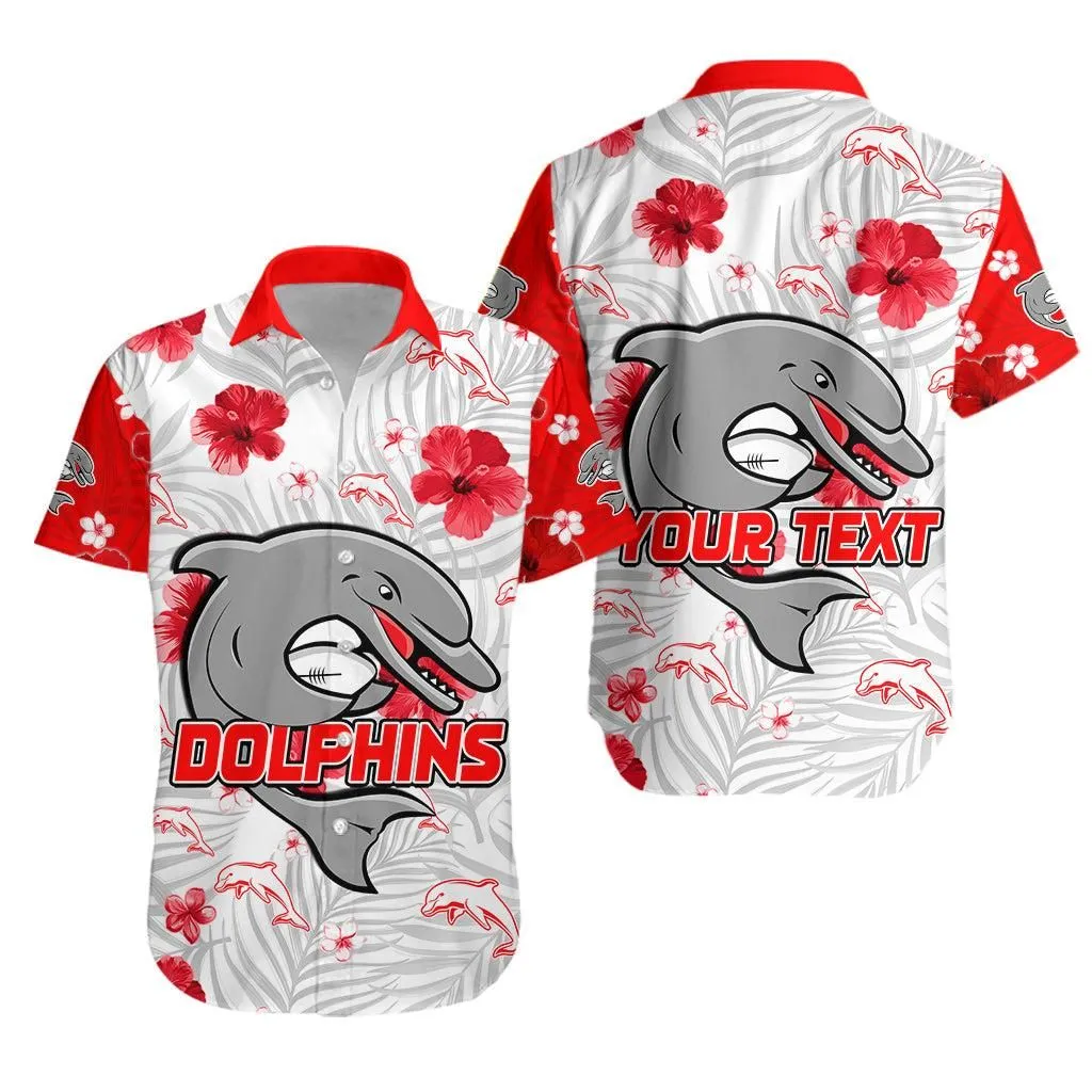 (Custom Personalised) Dolphins Rugby Hawaiian Shirt Redcliffe Tropical Flowers Impressive Ver04 Lt13_0