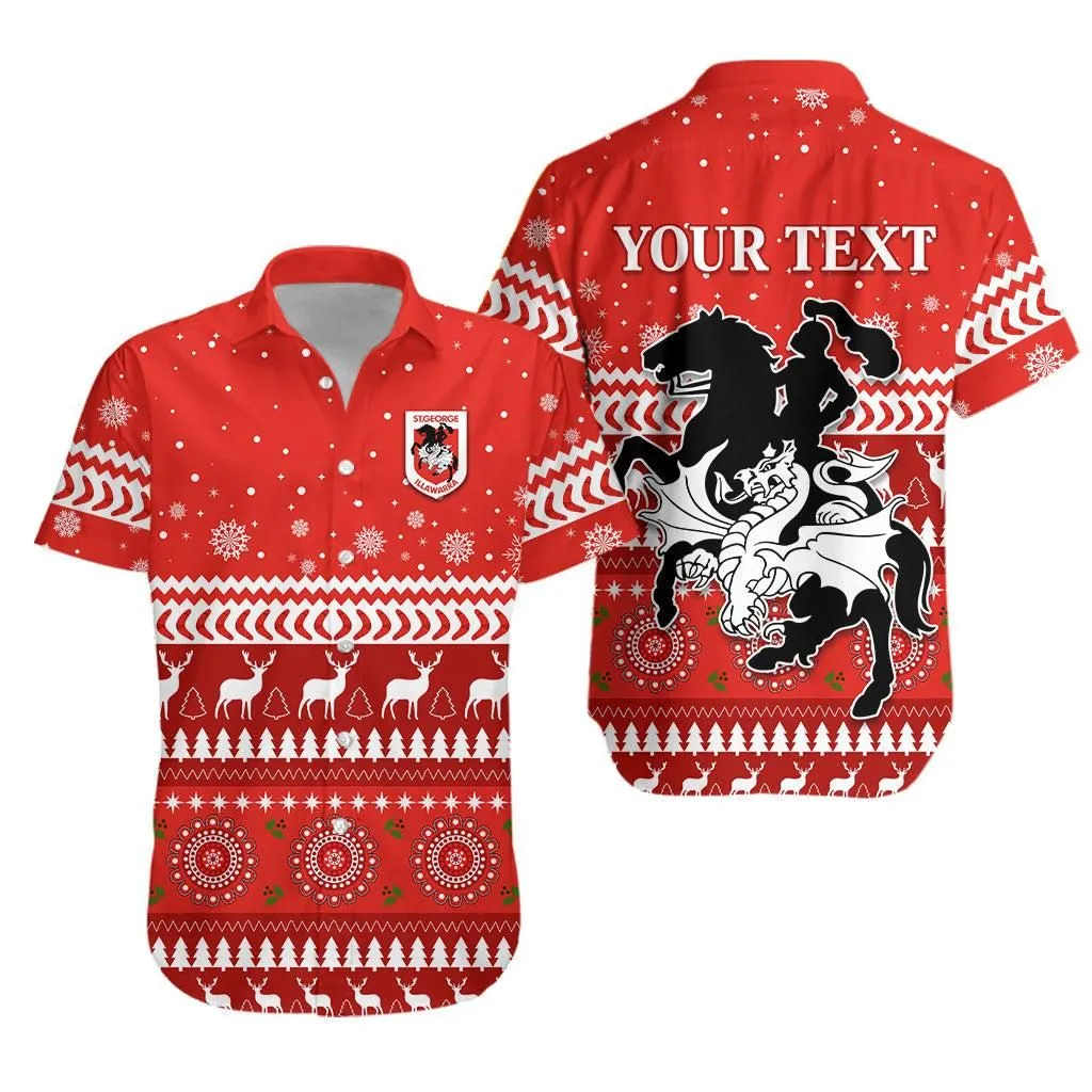 (Custom Personalised) Dragons Hawaiian Shirt Christmas St George Illawarra Lt13_0
