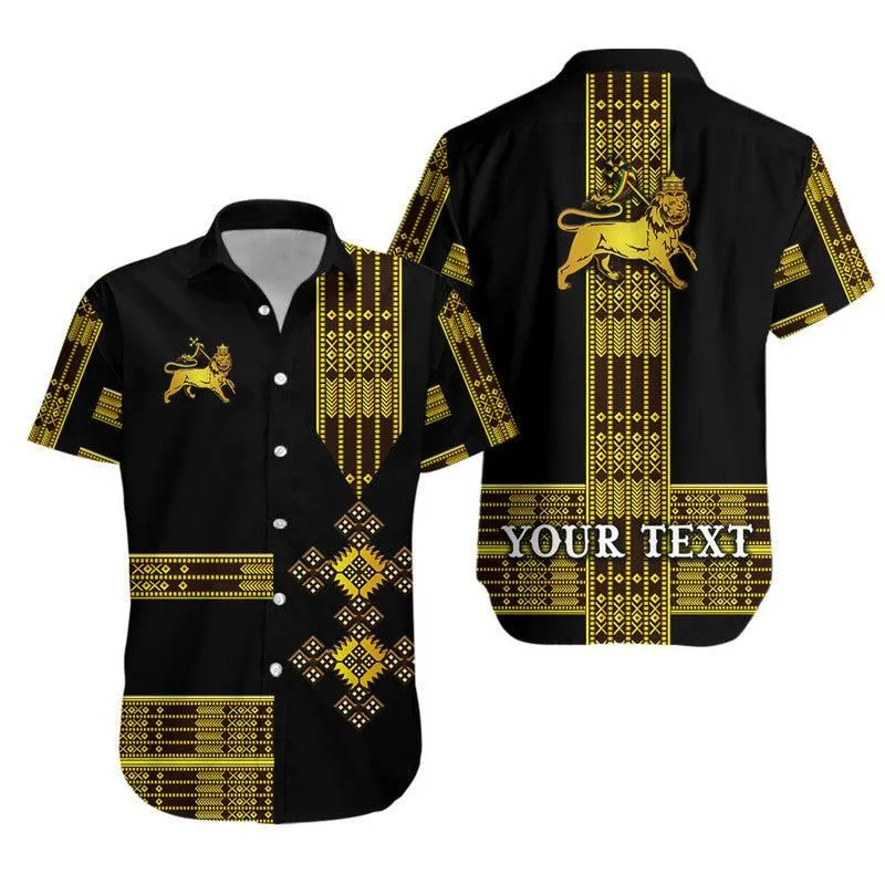 (Custom Personalised) Ethiopia Hawaiian Shirt Ethiopian Lion Of Judah Simple Tibeb Style   Black Lt8_0