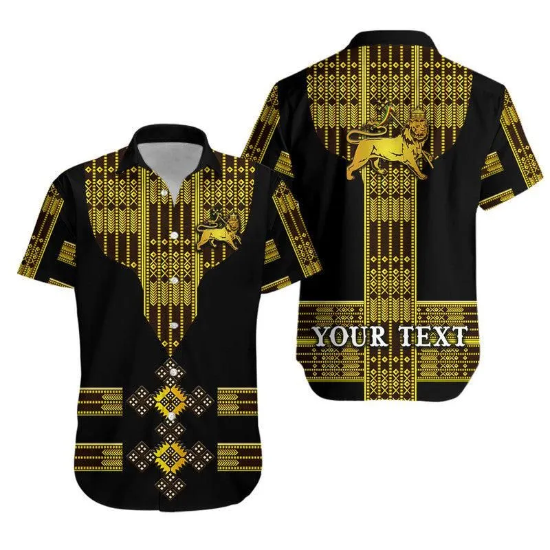 (Custom Personalised) Ethiopia Hawaiian Shirt Ethiopian Lion Of Judah Tibeb Vibes   Black Lt8_0