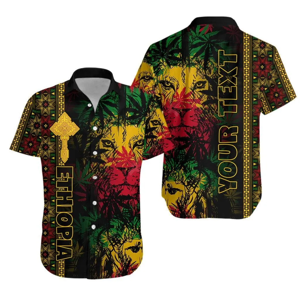 (Custom Personalised) Ethiopia Lion Reggae Hawaiian Shirt Ethiopian Cross Lt13_0