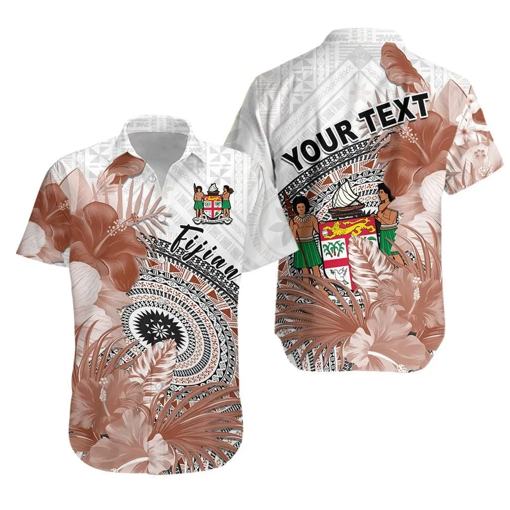 (Custom Personalised) Fiji Tapa Hawaiian Shirt White Fijian Masi Be Loved Hibiscus Lt13_0