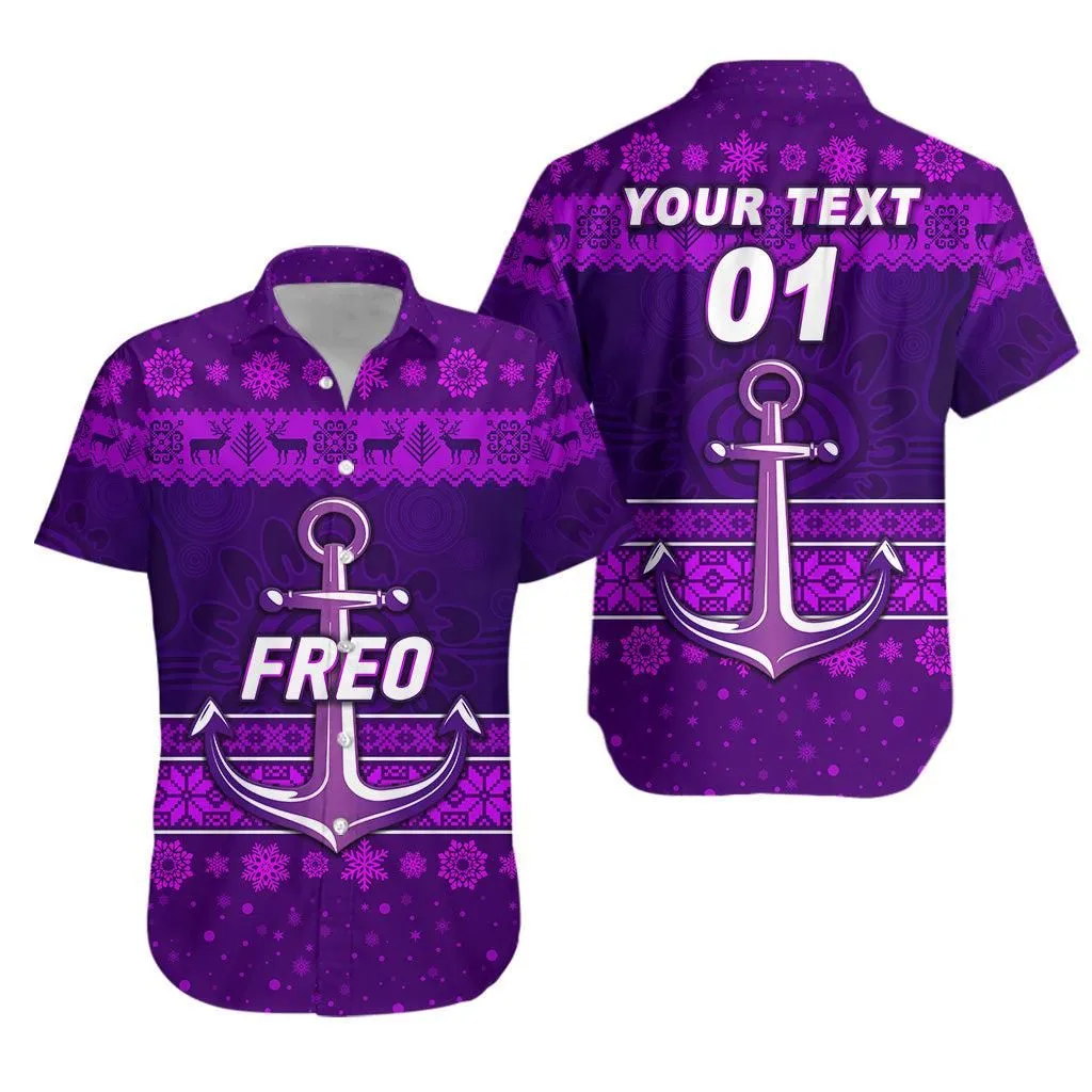 (Custom Personalised) Fremantle Dockers Hawaiian Shirt Freo Christmas Simple Style   Purple Lt8_1