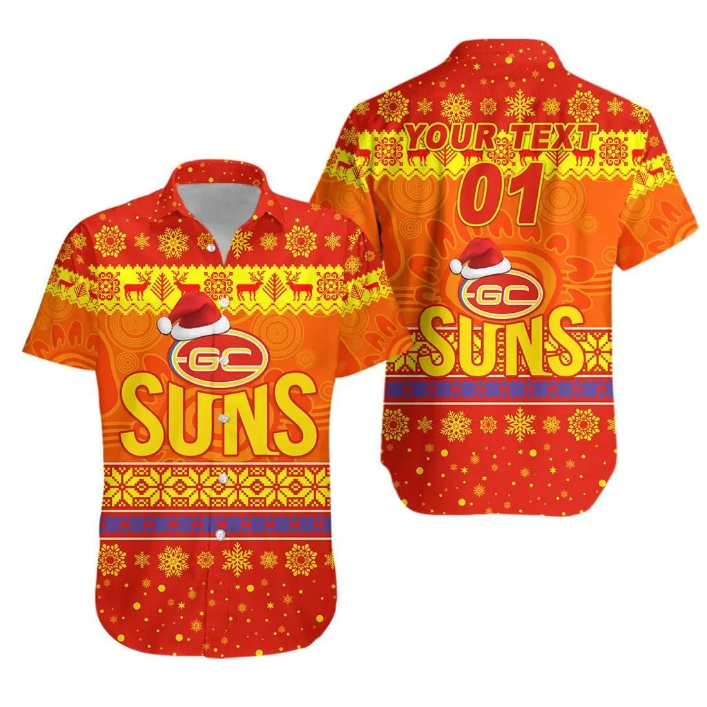 (Custom Personalised) Gold Coast Suns Hawaiian Shirt Christmas Simple Style Lt8_1