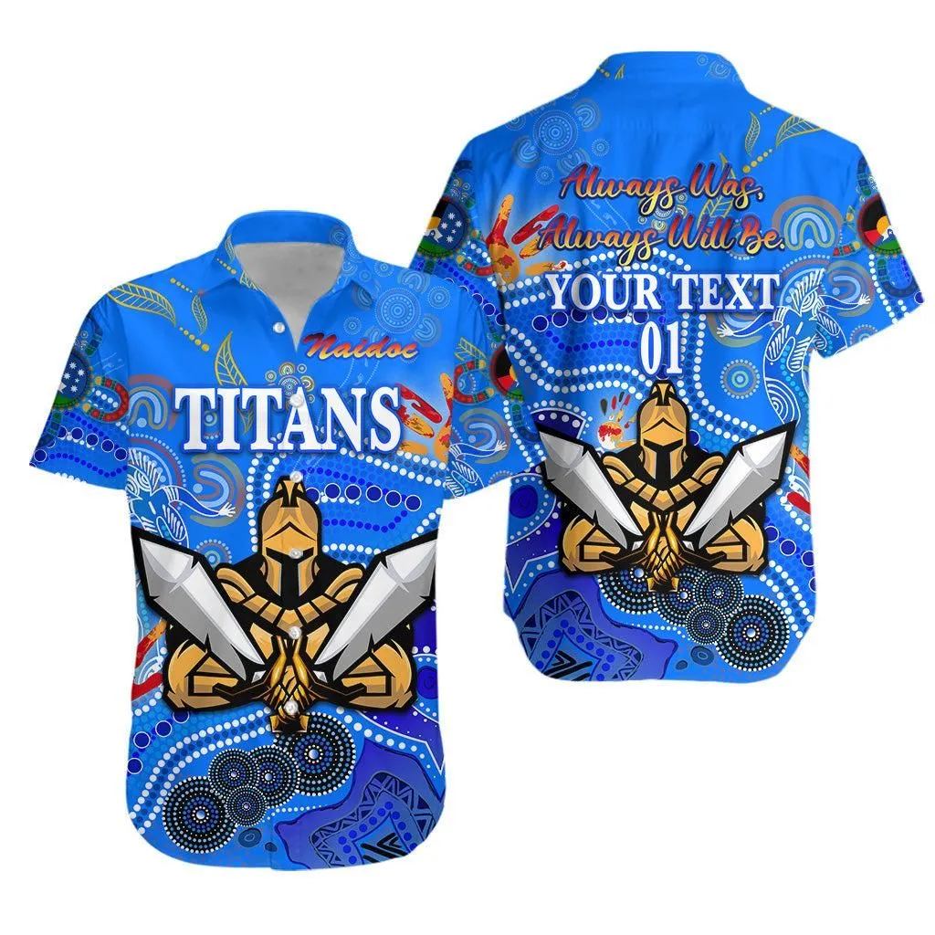 (Custom Personalised) Gold Coast Titans Hawaiian Shirt 2021 Naidoc, Custom Text And Number Lt8_1