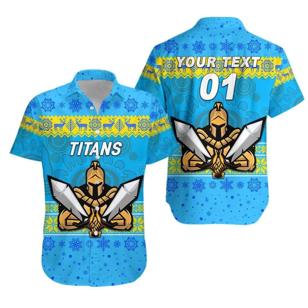 (Custom Personalised) Gold Coast Titans Hawaiian Shirt Christmas Simple Style Lt8_1