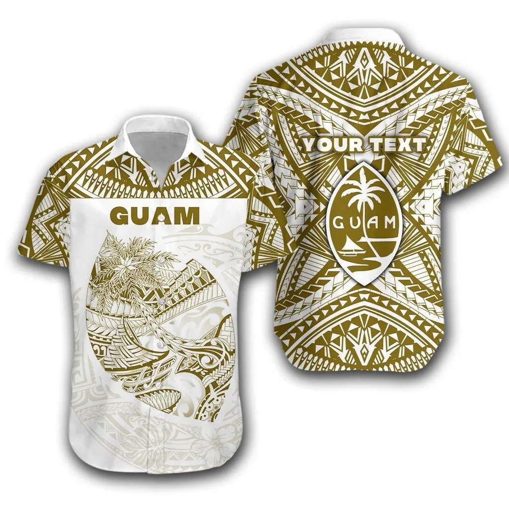 (Custom Personalised) Guam Rugby Hawaiian Shirt Polynesian Patterns   Gold Old Lt16_1
