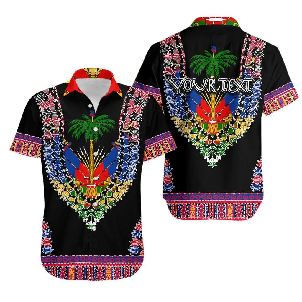 (Custom Personalised) Haiti Hawaiian Shirt Dashiki Mix Coat Of Arms Black Style Lt6_1