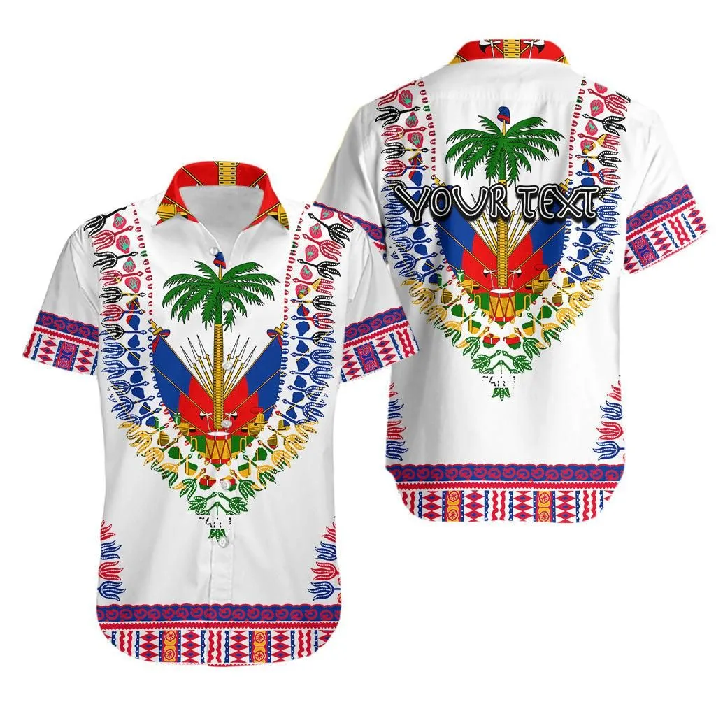 (Custom Personalised) Haiti Hawaiian Shirt Dashiki Mix Coat Of Arms White Style Lt6_1