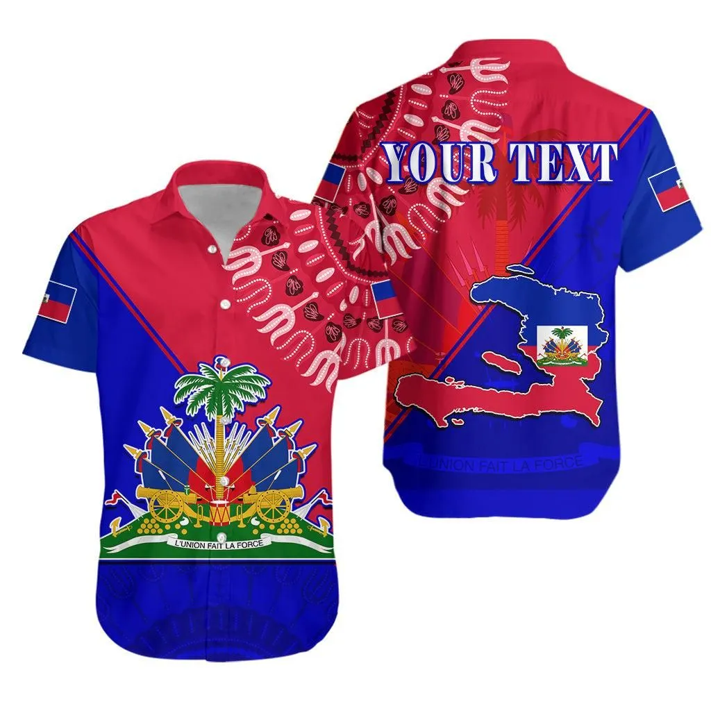 (Custom Personalised) Haiti Hawaiian Shirt Haiti Flag Dashiki Simple Style Lt14_0