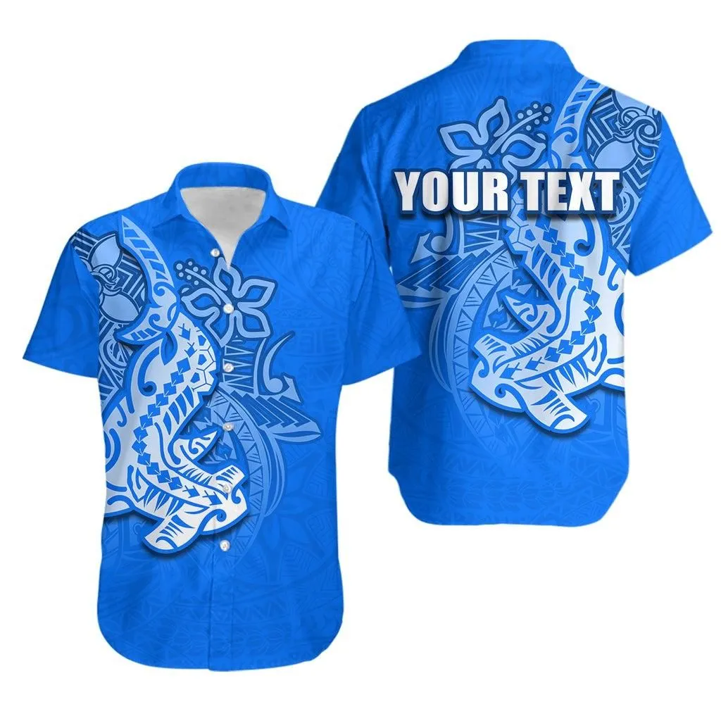 (Custom Personalised) Hammerhead Shark Hawaiian Shirt Polynesian Blue Style Lt6_1