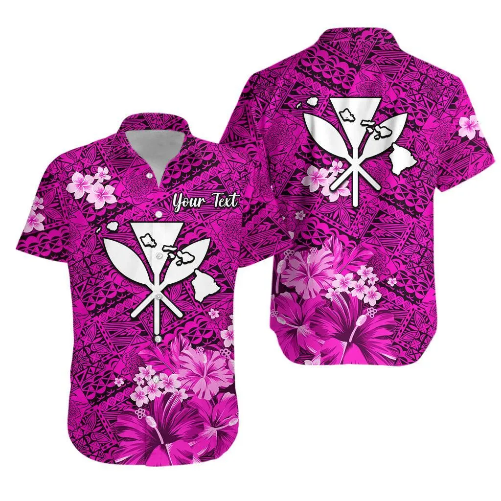 (Custom Personalised) Hawaii Hawaiian Shirt Map And Turtle Pink Flowers Lt13_0