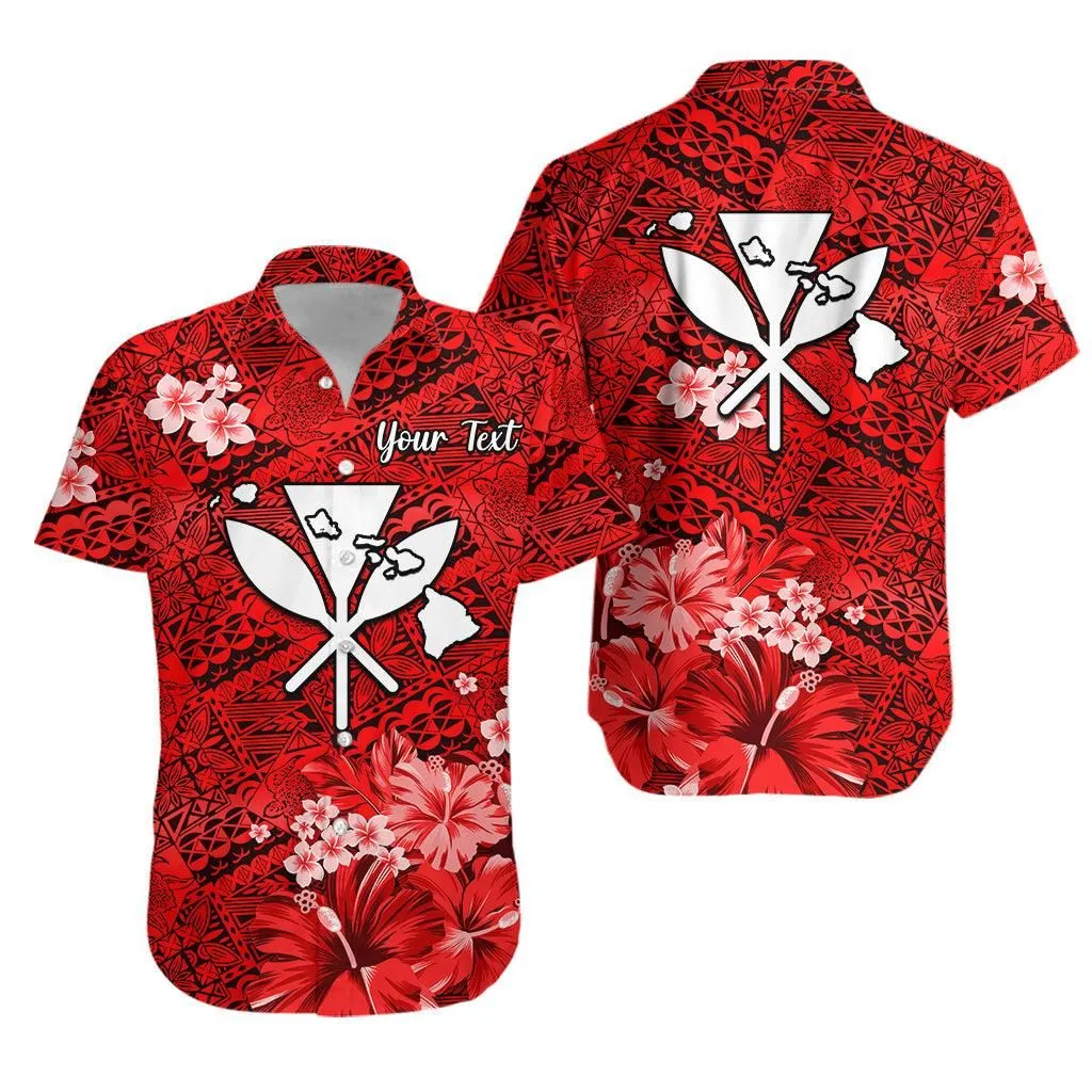 (Custom Personalised) Hawaii Hawaiian Shirt Map And Turtle Red Flowers Lt13_0