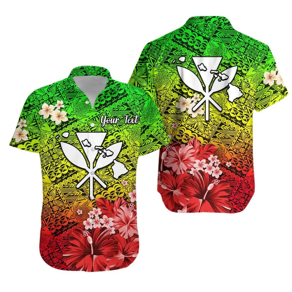 (Custom Personalised) Hawaii Hawaiian Shirt Map And Turtle Reggae Flowers Lt13_0