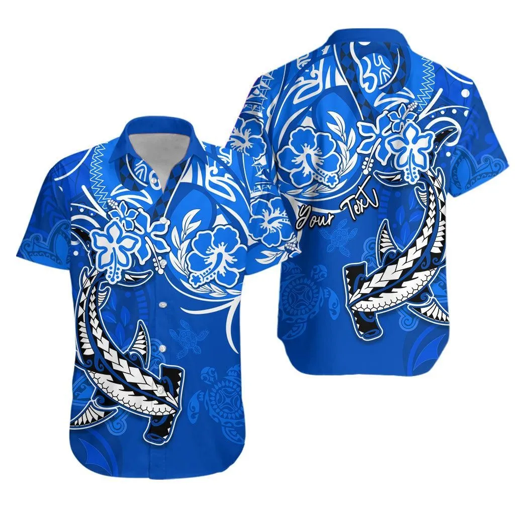 (Custom Personalised) Hawaii Hawaiian Shirt Polynesia Blue Sea Turtle Honu And Hammerhead Shark Lt13_0